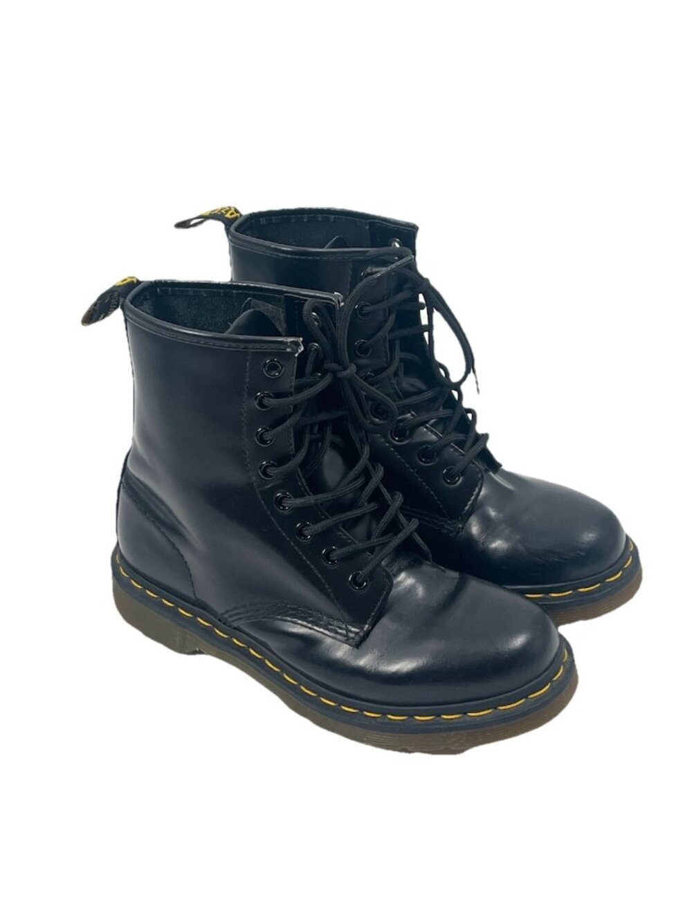 Dr Martens 1460 Black Smooth Leather Eye Lace Up Combats Boots Sz 38 Sz 7